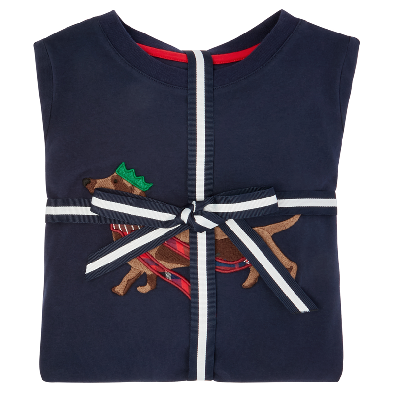 Joules Kids Goodnight Festive Top And Woven Bottom Pyjama Set - Xmas Dog-1