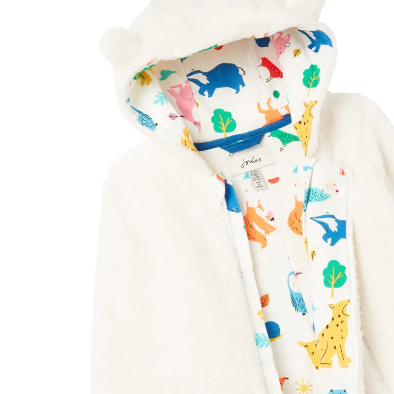 Joules Nursery Pramsuit Fleece All In One - White-2