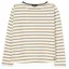Joules Aubree Button Shoulder Jersey Top - Cream Tan Stripe