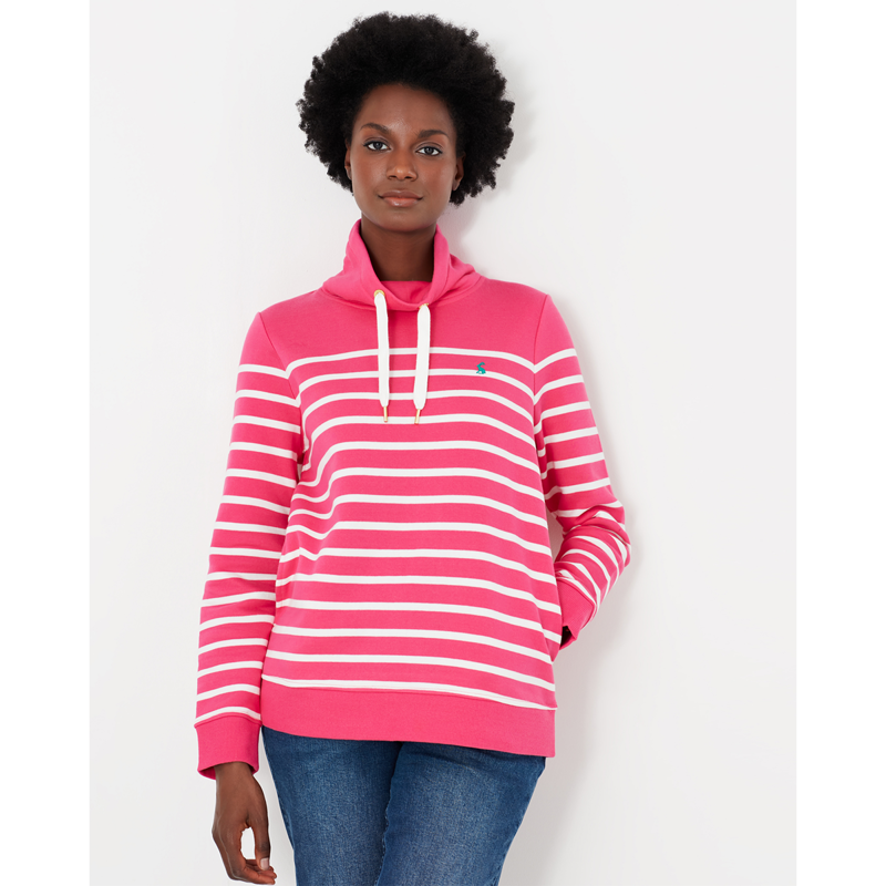 Joules Kinsley Cosy Funnel Neck Sweater - Purple Cream Stripe-1