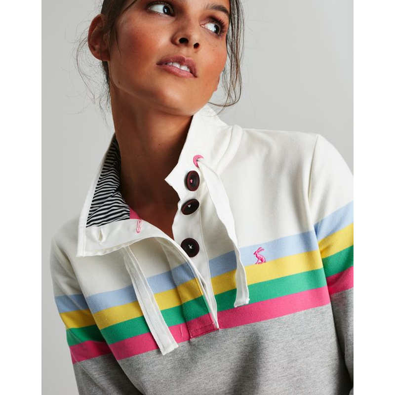 Joules Saunton Funnel Neck Sweatshirt - Grey Marl Stripe-3