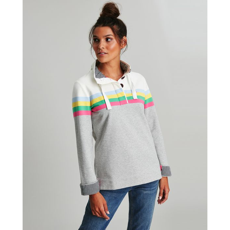 Joules Saunton Funnel Neck Sweatshirt - Grey Marl Stripe-1