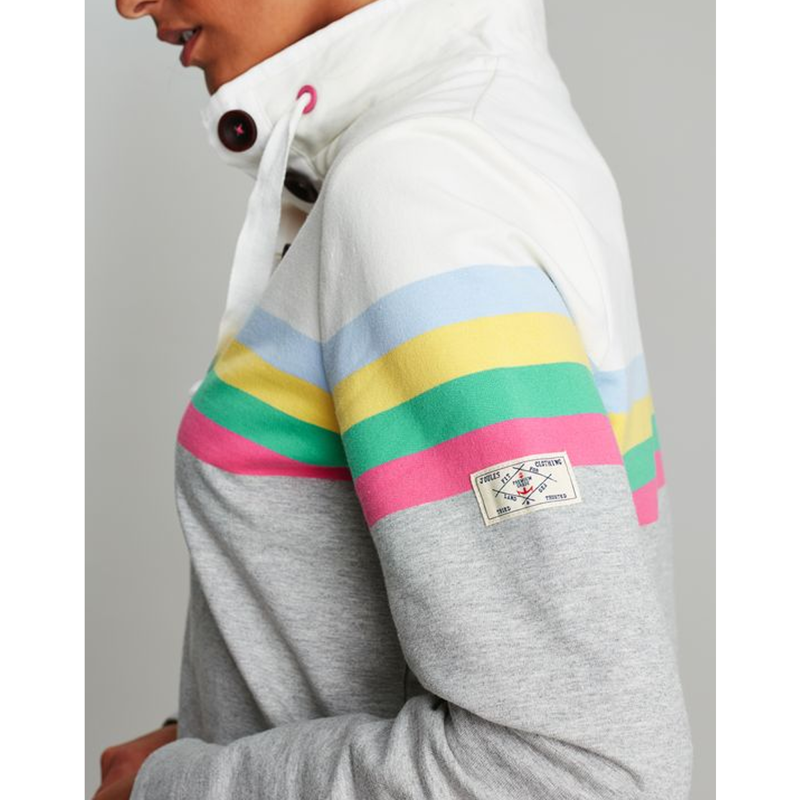 Joules Saunton Funnel Neck Sweatshirt - Grey Marl Stripe-4