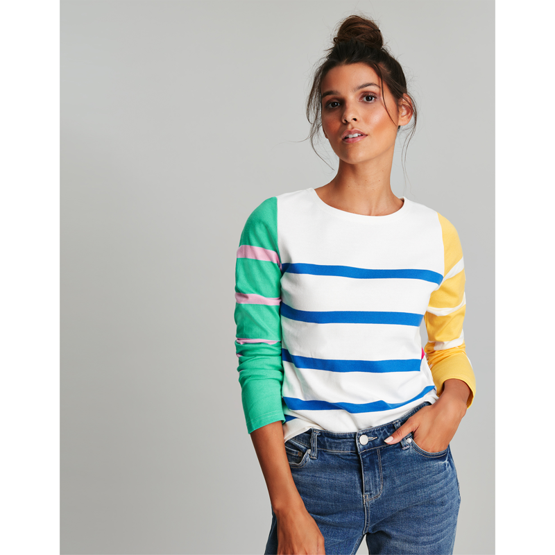 Joules Harbour Long Sleeve Jersey Top - Cream Hotch Potch Stripe-1