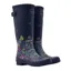 Joules Printed Welly With Adjustable Back Gusset - Navy Ditsy