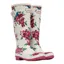 Joules Printed Welly With Adjustable Back Gusset - Silver Floral