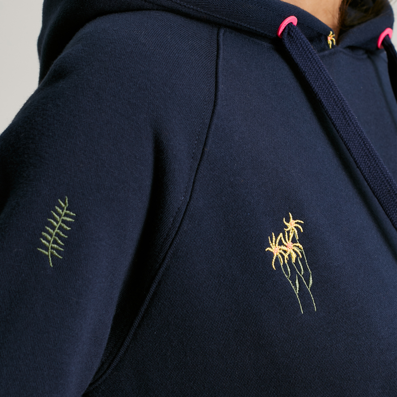 Joules Rowley Hooded Sweatshirt - Navy Ditsy Embroidery-4