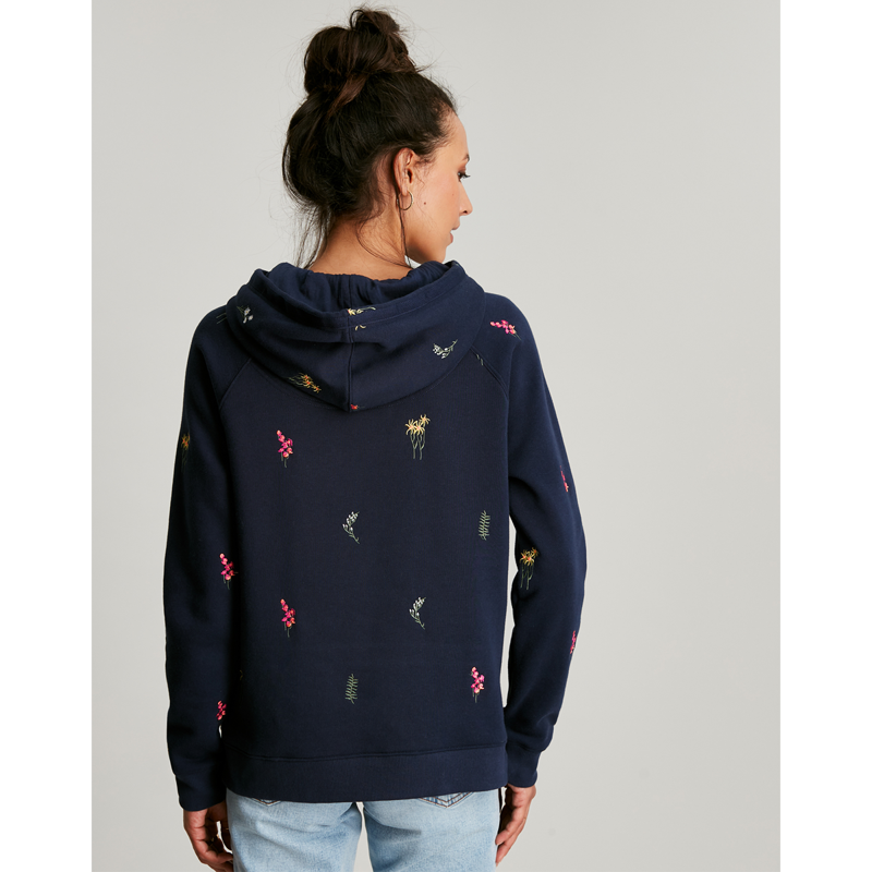 Joules Rowley Hooded Sweatshirt - Navy Ditsy Embroidery-2