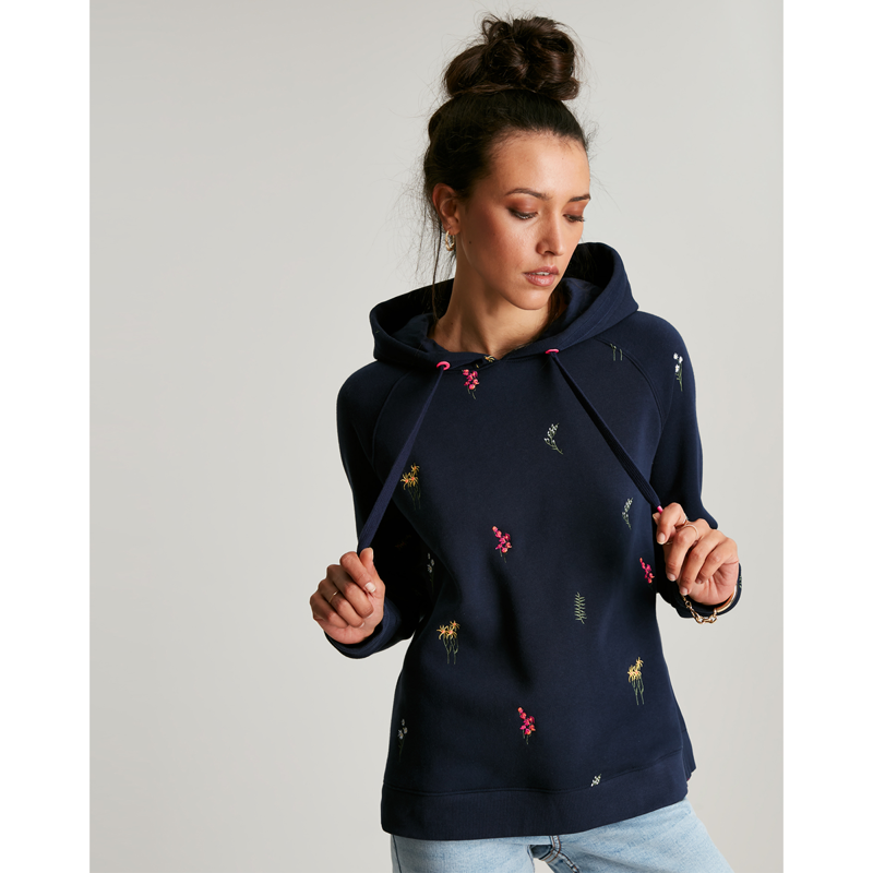 Joules Rowley Hooded Sweatshirt - Navy Ditsy Embroidery-1