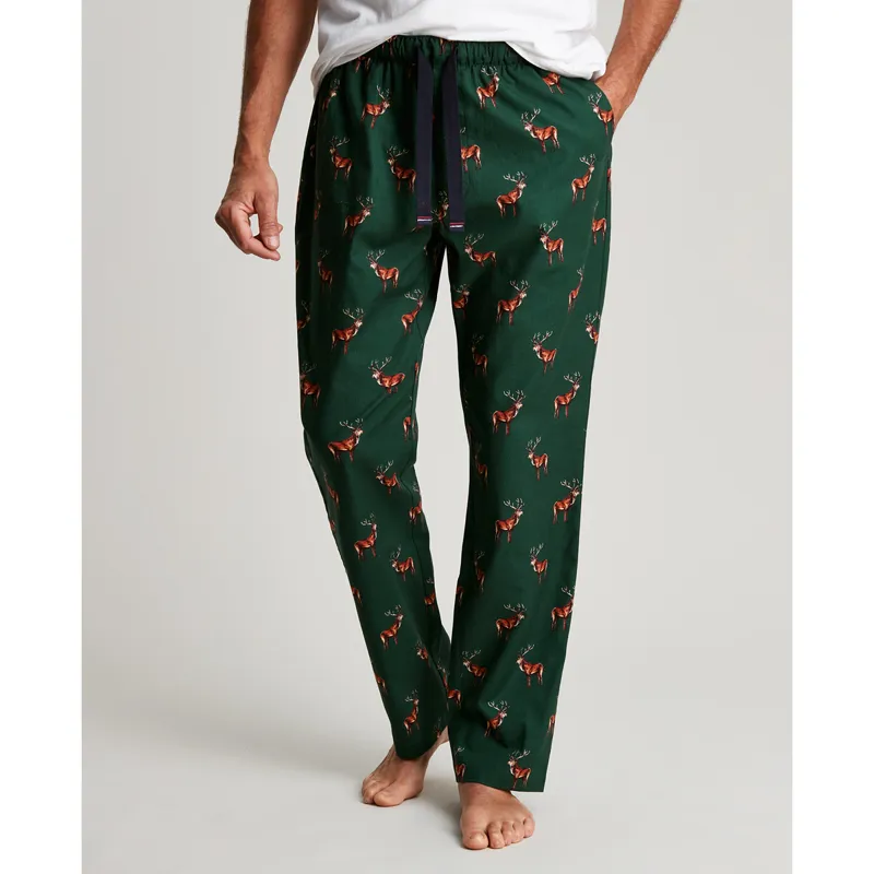 Joules Dozer Printed Lounge Bottoms - Green Stag-1