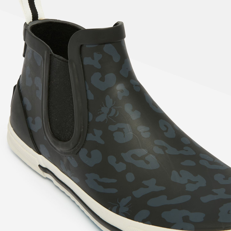 Joules Rainwell Short Height Slip On Wellies - Black Bee Leopard-3