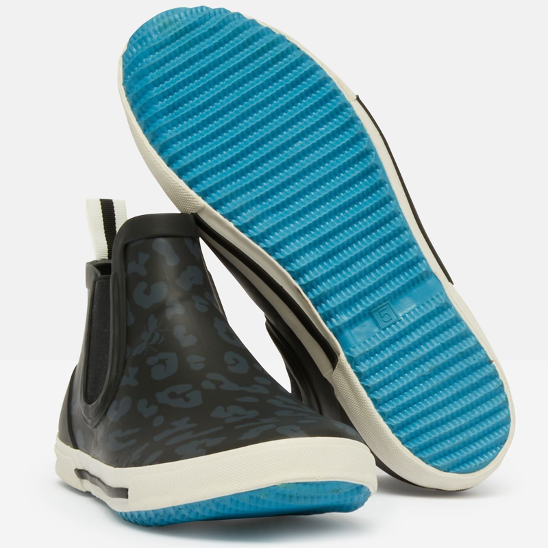 Joules Rainwell Short Height Slip On Wellies - Black Bee Leopard-2