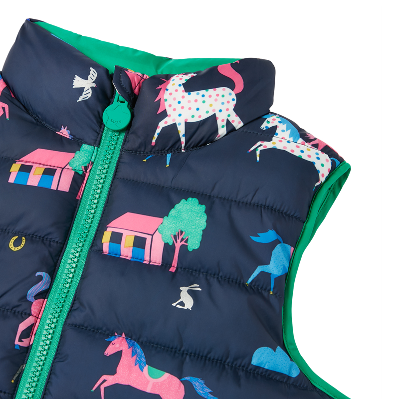 Joules Flip It Reversible Gilet - Navy Horses-3