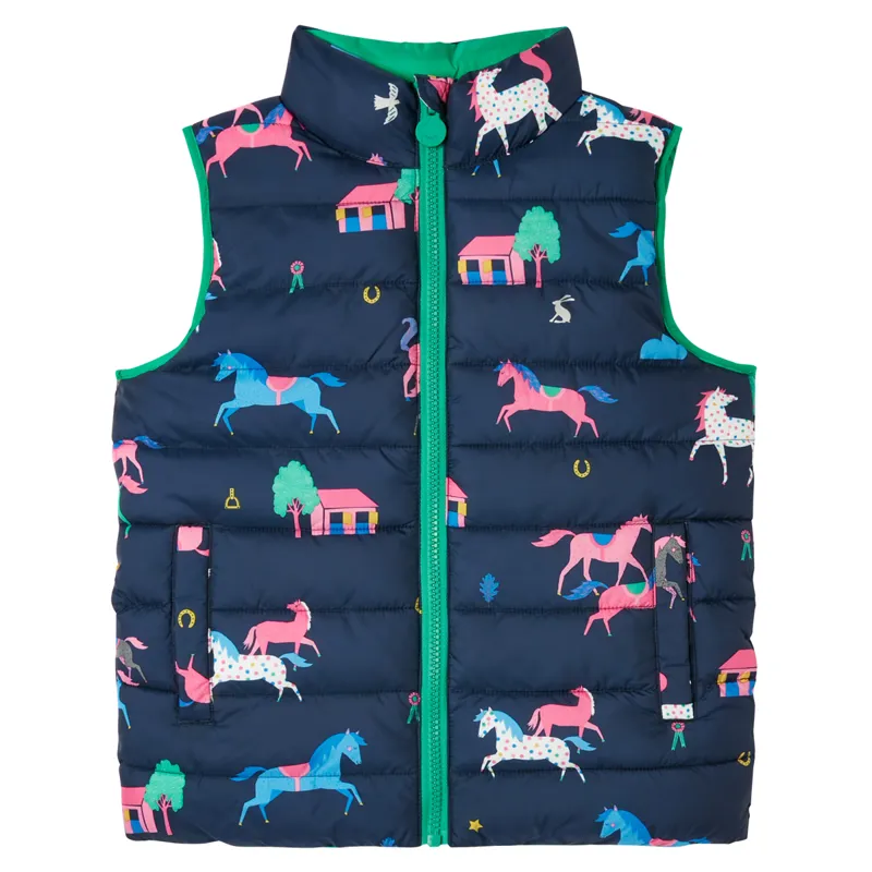 Joules Flip It Reversible Gilet - Navy Horses