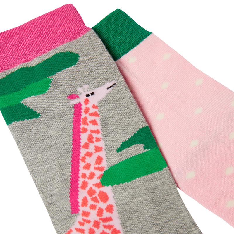 Joules Brill Bamboo 2 Pack Socks - Pink Giraffe-1
