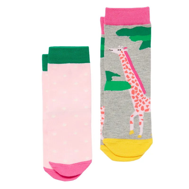 Joules Brill Bamboo 2 Pack Socks - Pink Giraffe