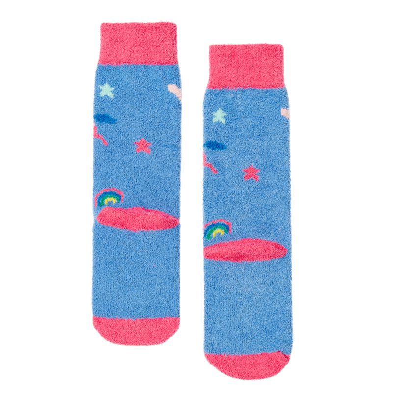 Joules Fluffy Socks - Blue Horse-1