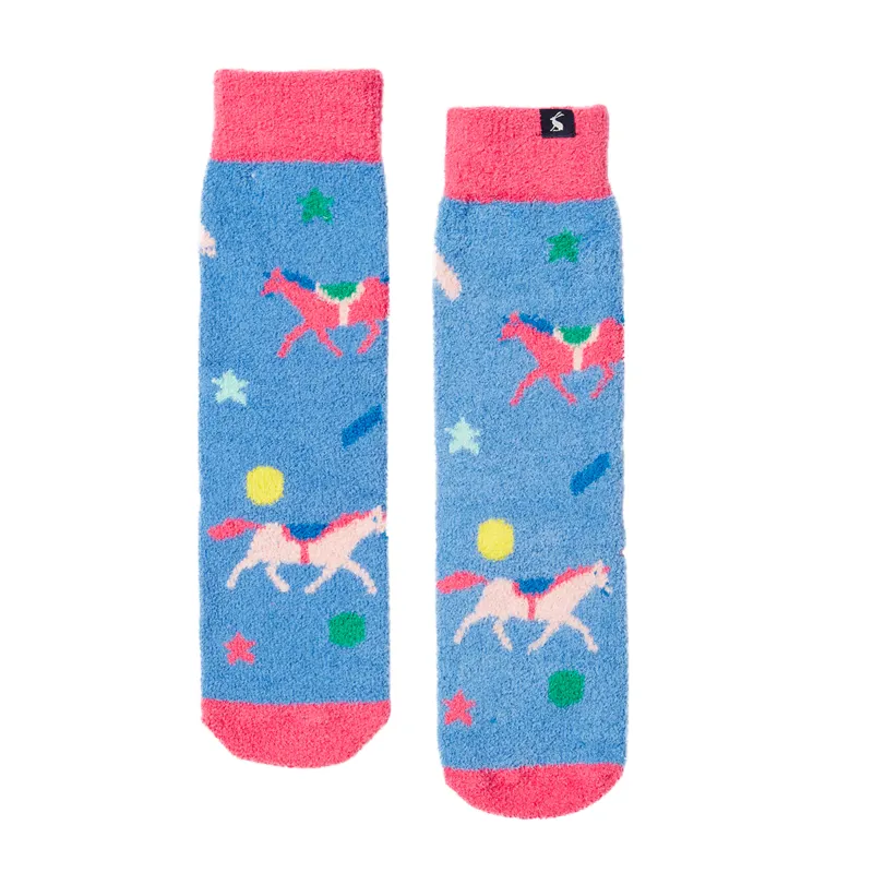 Joules Fluffy Socks - Blue Horse