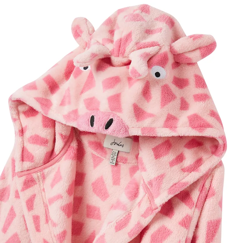 Joules Lazydays Teddy Dressing Gown - Pink Giraffe-2