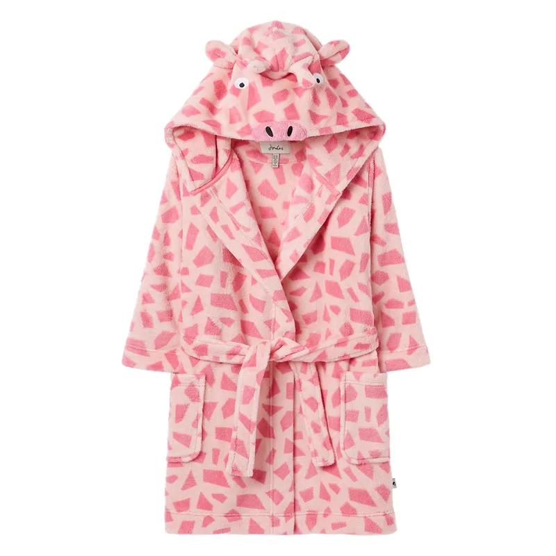 Joules Lazydays Teddy Dressing Gown - Pink Giraffe