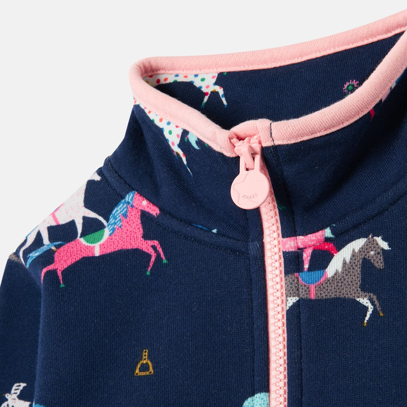 Joules Fairdale Printed Half Zip Sweatshirt - Navy Ponies-2