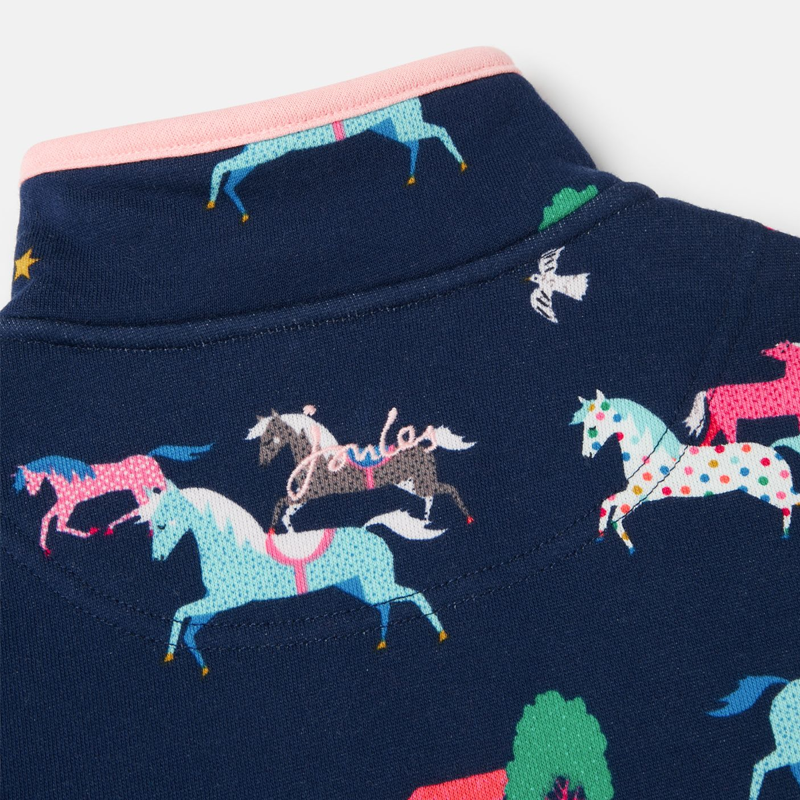 Joules Fairdale Printed Half Zip Sweatshirt - Navy Ponies-3
