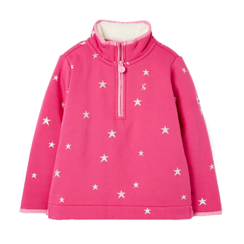 Joules Fairdale Luxe Fleece Lined Sweatshirt - Pink Stars