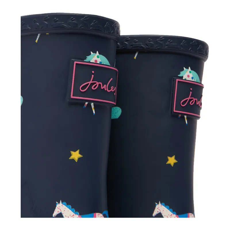 Joules Jnr Roll Up Flexible Printed Wellies - Navy Horses-6