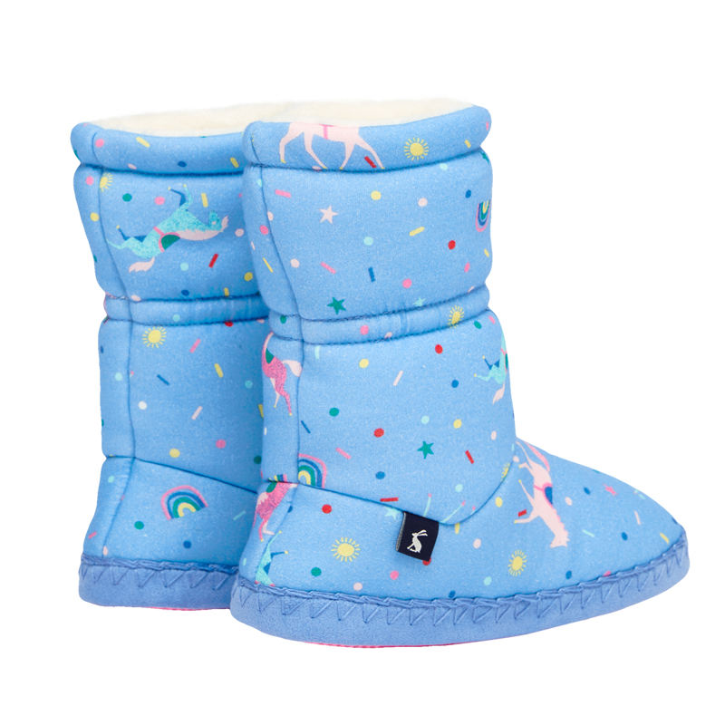 Joules Junior Padabout Slipper Socks - Blue Horse-1