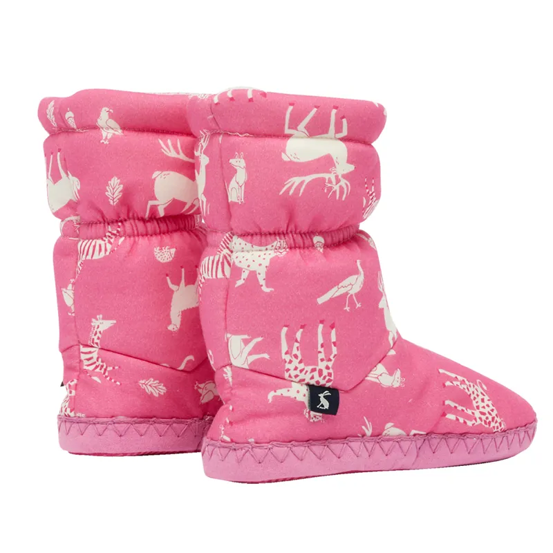 Joules Junior Padabout Slipper Socks - Pink Animals-1