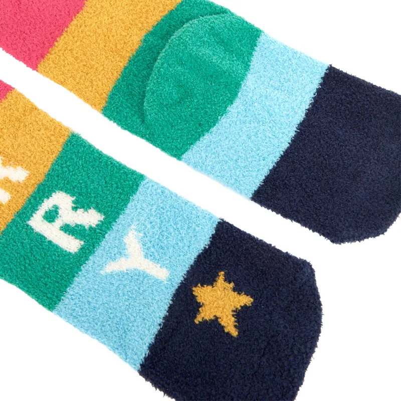 Joules Kids Festive Fluffy Socks - Merry Red-1