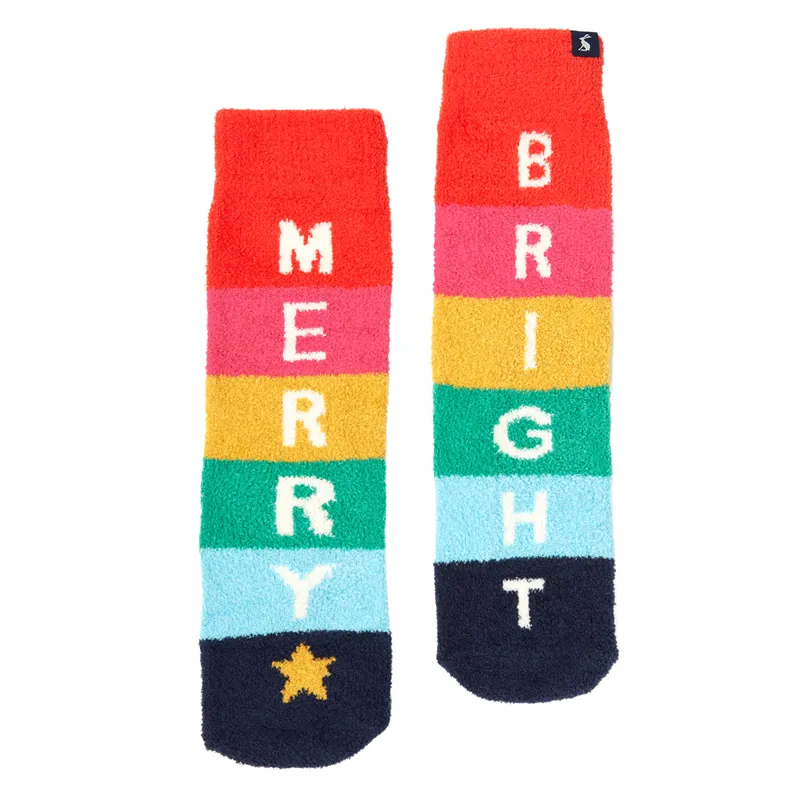 Joules Kids Festive Fluffy Socks - Merry Red