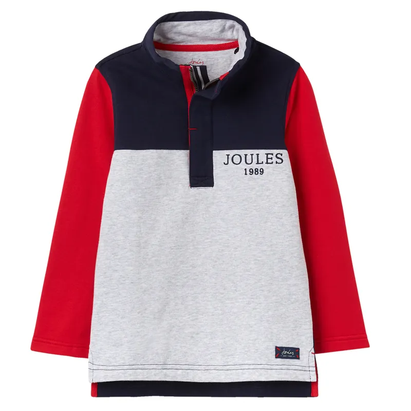 Joules Dale Colourblock Overhead 1/2 Zip Sweatshirt - Navy Red Grey