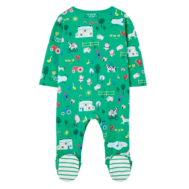 Joules Razamataz Printed Babygrow - Farm Green-1