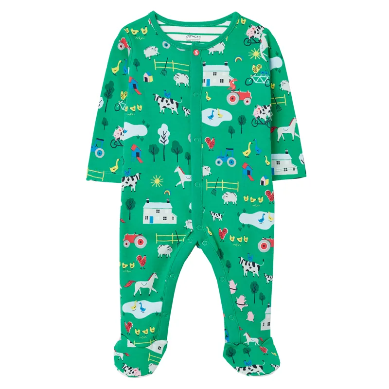 Joules Razamataz Printed Babygrow - Farm Green