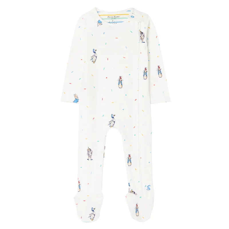 Joules Peter Rabbit Zippy Print Babygrow - Peter Rabbit Confetti