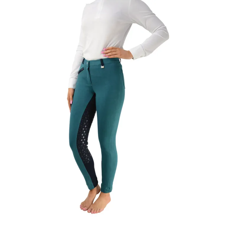 HyPERFORMANCE Saxby Silicone Jodhpurs - Peacock Green - 30 inch