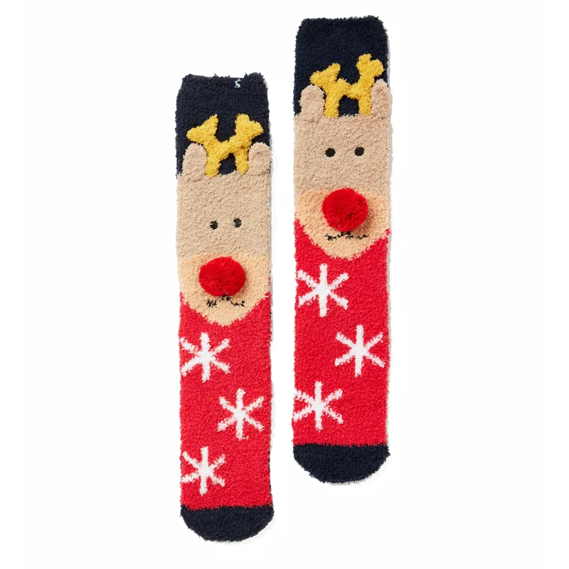 Joules Festive Fluffy Socks - Navy Reindeer