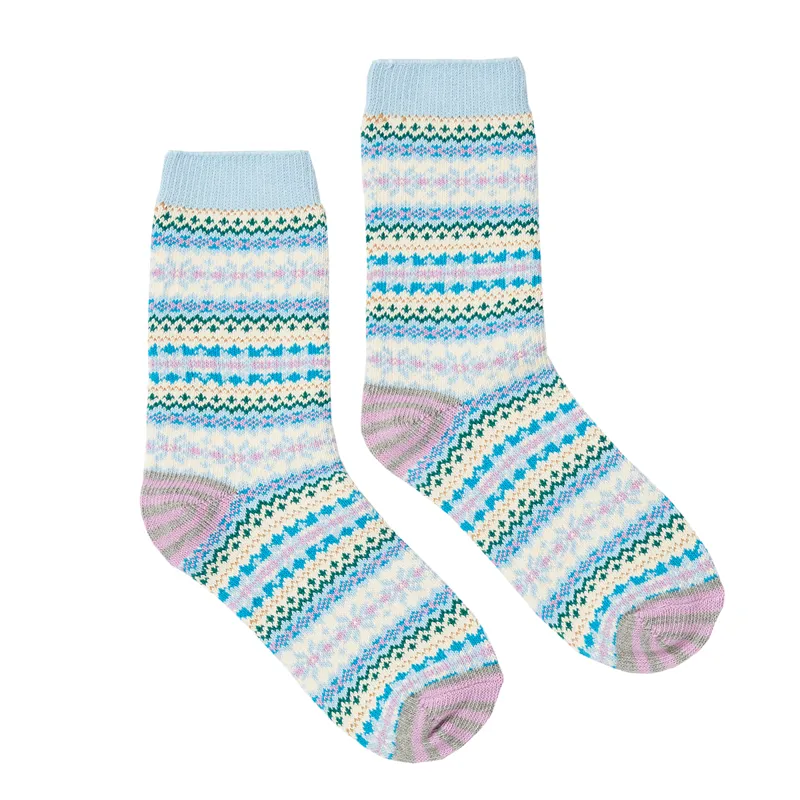 Joules Lucille Fairisle Boot Socks - Blue Fairisle 
