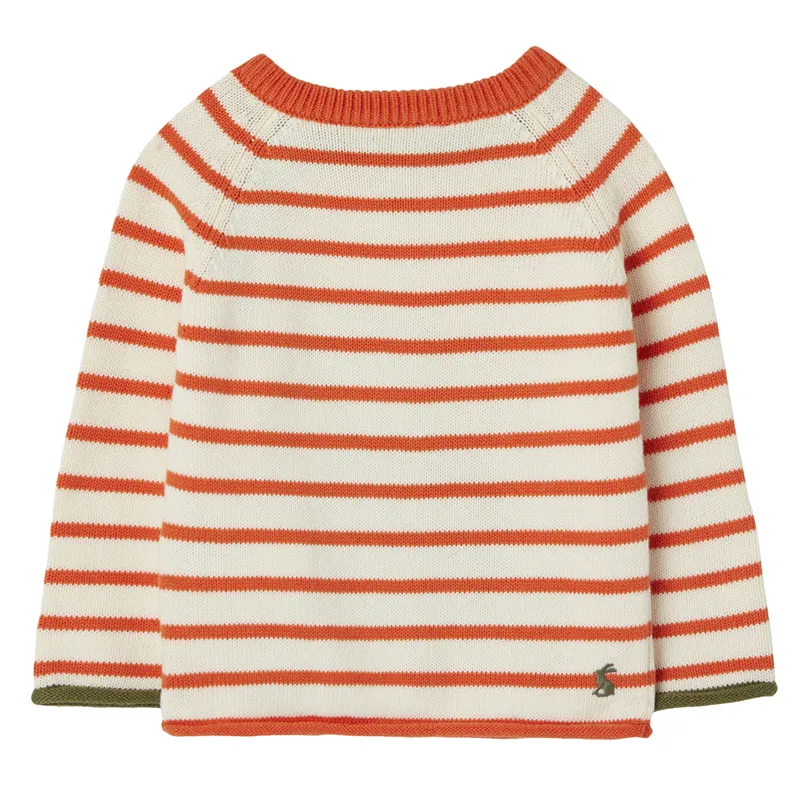 Joules Winnie Intarsia Jumper - Dino Orange Stripe-1