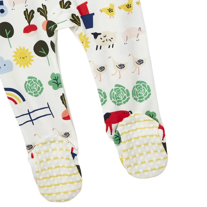 Joules Razamataz Printed Babygrow - Veg White-3