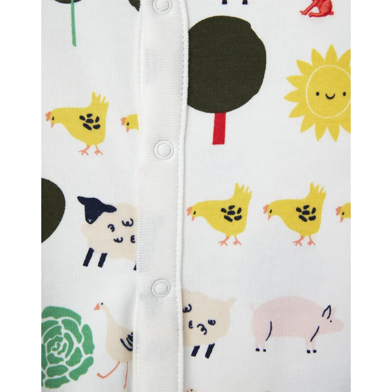 Joules Razamataz Printed Babygrow - Veg White-2