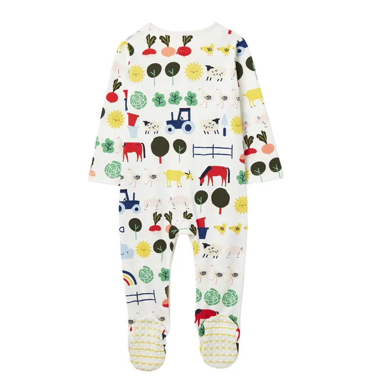 Joules Razamataz Printed Babygrow - Veg White-1