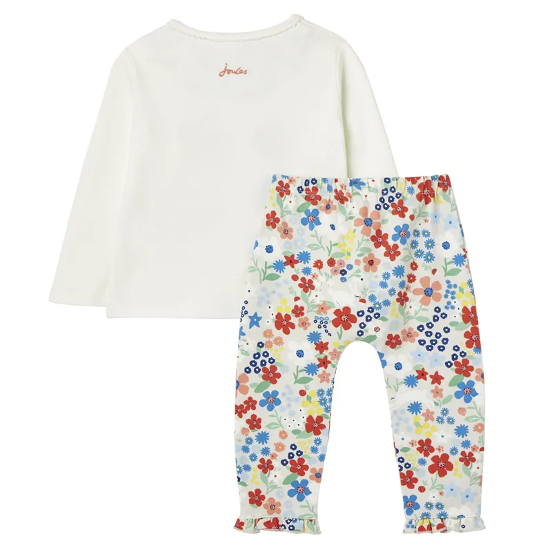 Joules Poppy Artwork Top And Legging Set - White Spring-1