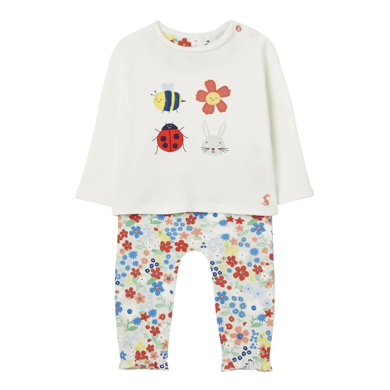 Joules Poppy Artwork Top And Legging Set - White Spring