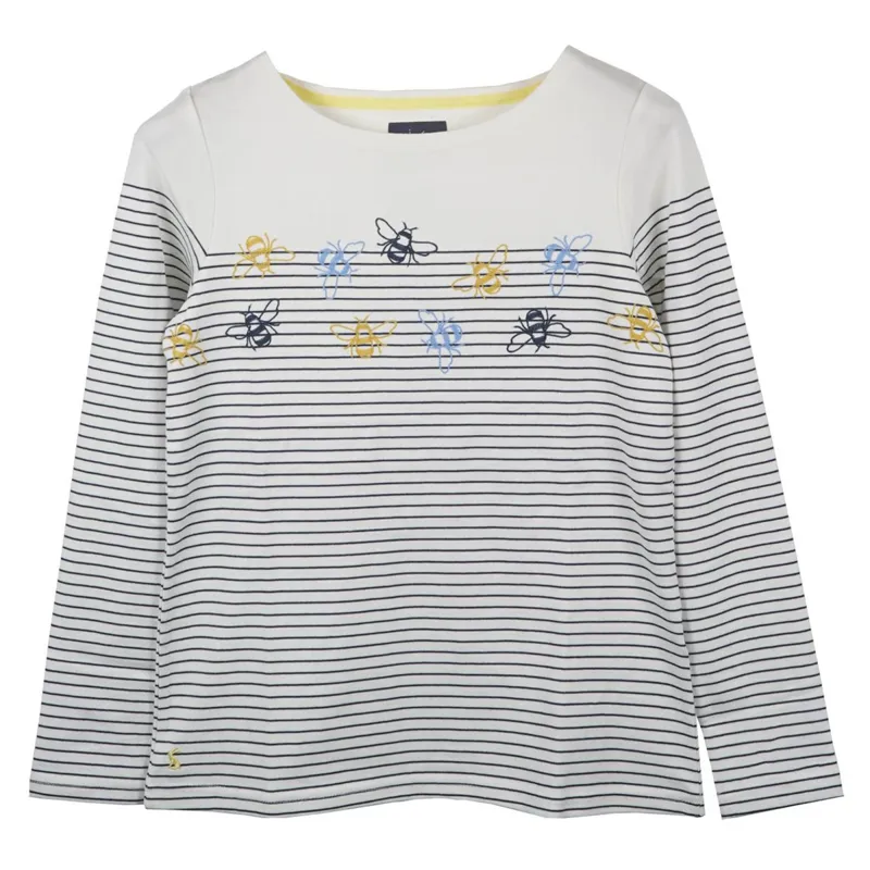 Joules Harbour Embroidered Long Sleeve Jersey Top - Creme Bee