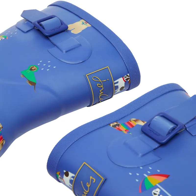 Joules Molly Mid Height Printed Wellies - Blue Rainbow End Dog-3