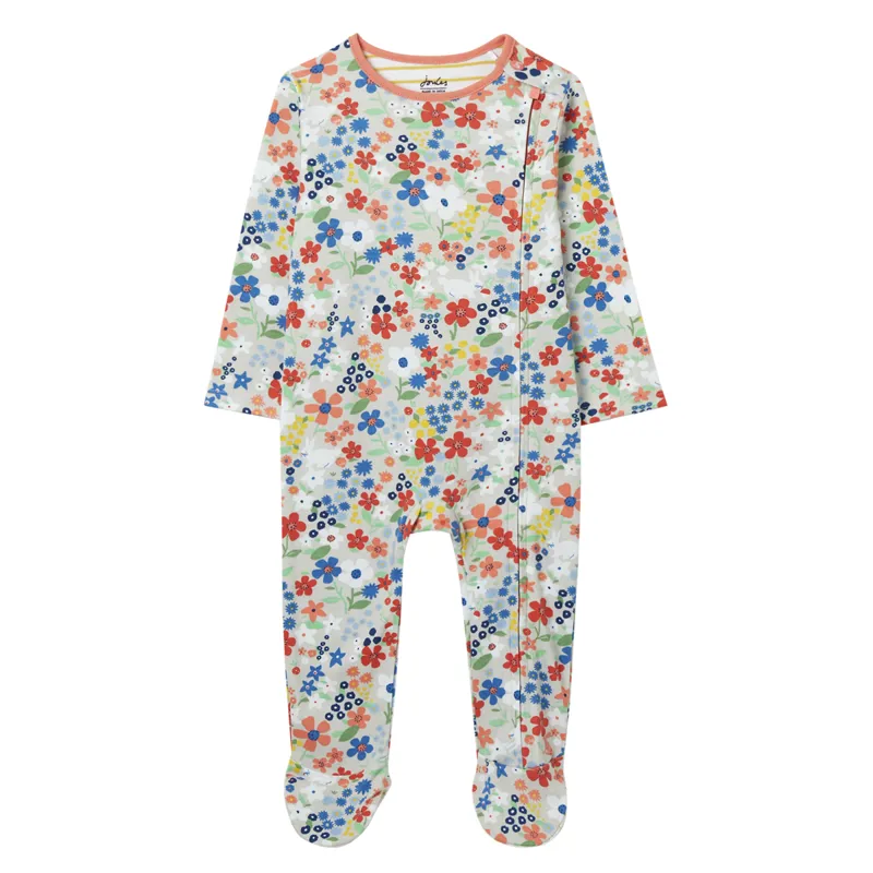 Joules Zippy Cotton Babygrow - Bunny Grey