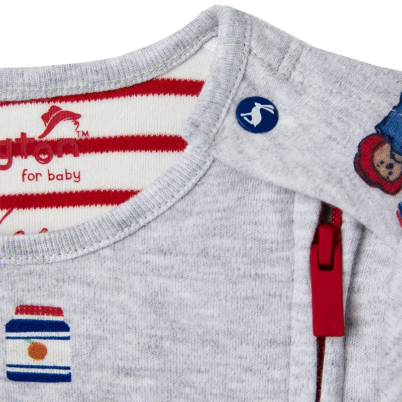 Joules Official Paddington Zippy Babygrow - Grey-2