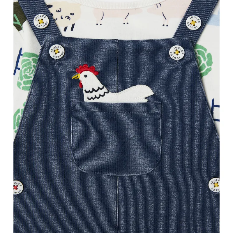 Joules Wilbur Denim Dungaree Set - Vegetable White-2